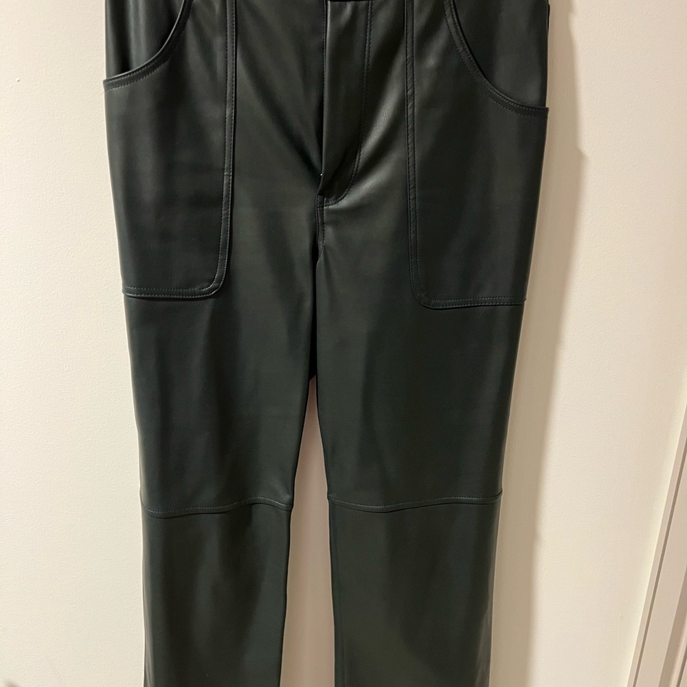 Women’s Dark Green Leather Pants